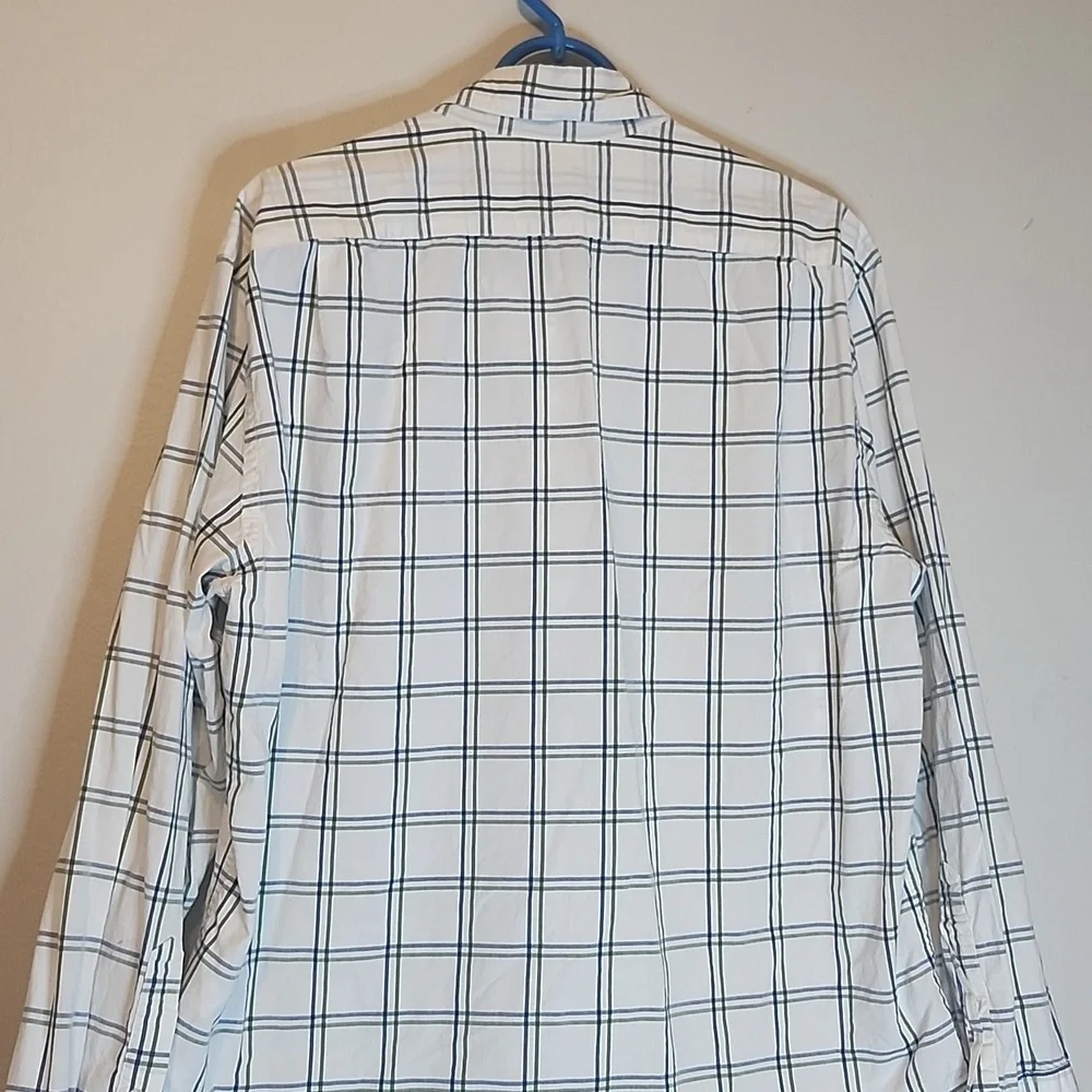 J.crew White and Navy Checkered Shirt